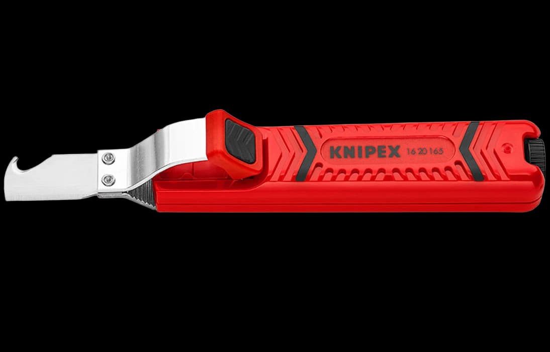 KN-1620165SB Стриппер для круглого кабеля, 8-28 мм, длина 130 мм, нож с прямым лезвием и лезвием-крючком, SB