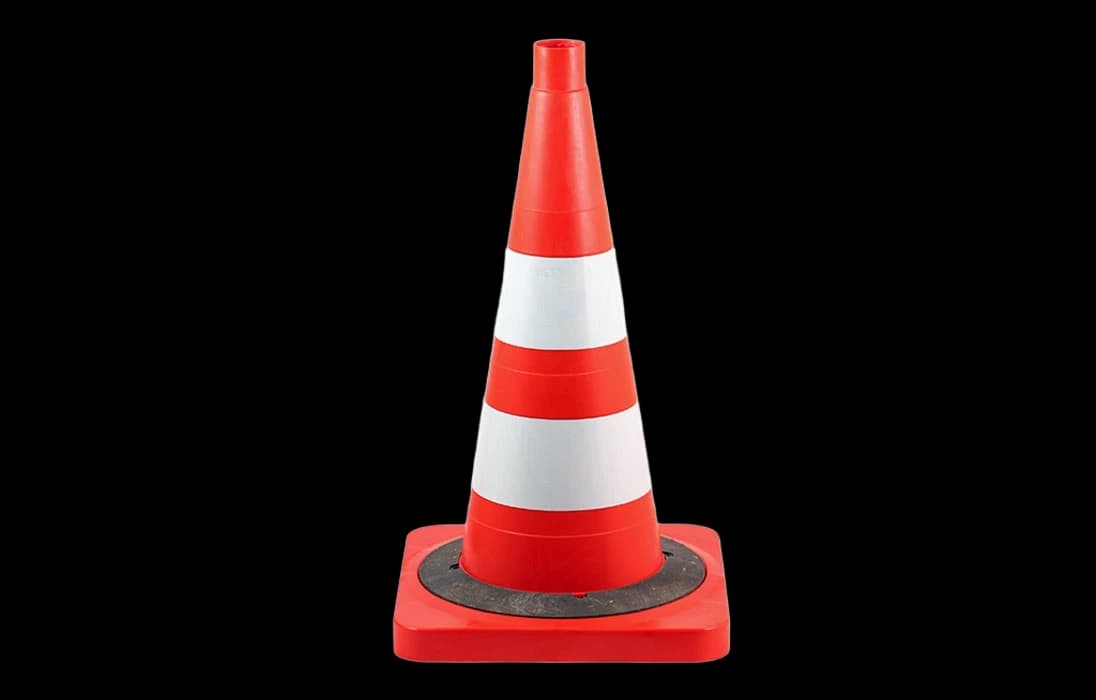 Конус сигнальный КС 2.6.0 с 2 комбинированными полосами и утяжелителем