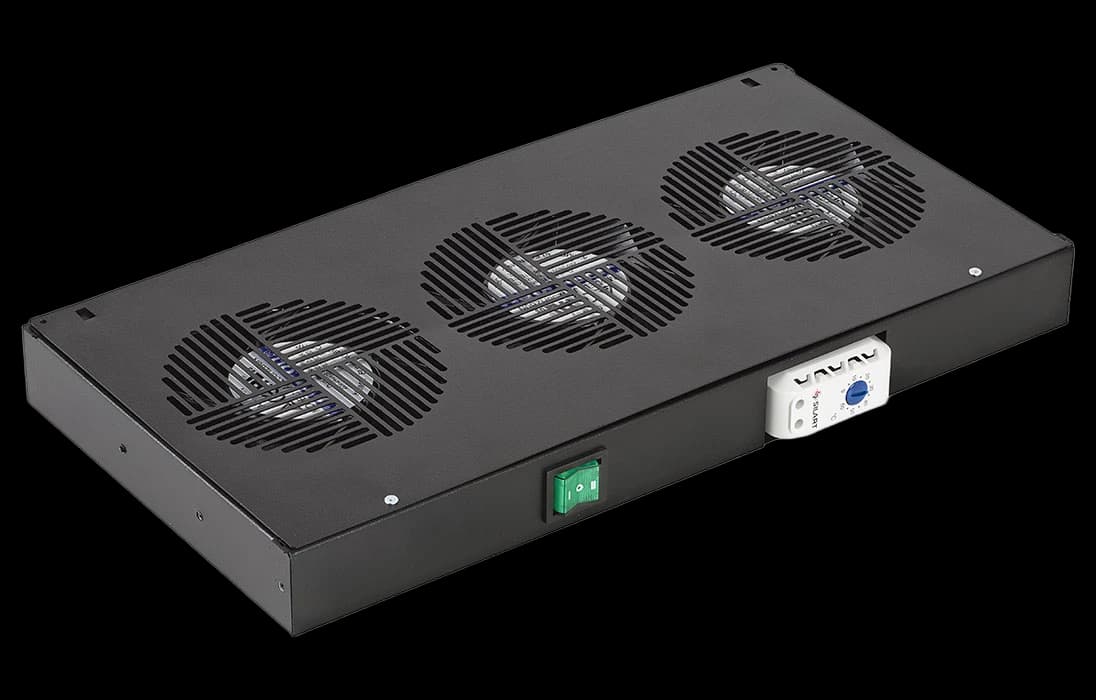 Вентиляторный модуль , 3 вентилятора с термореле  ВМ-3-19"-Т-Ч черный ССД