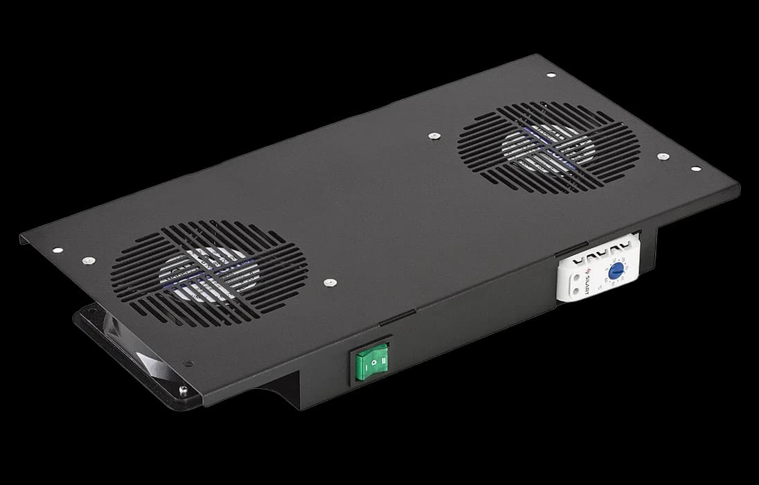 Вентиляторный модуль потолочный , 2 вентилятора с термореле ВМ-2-Т-Ч черный ССД