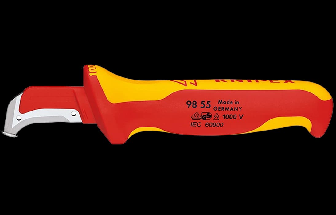 KN-9855SB	Нож для кабеля VDE с "пяткой", 180 мм, нерж. хирургическая сталь, 2К диэлектрическая ручка, SB