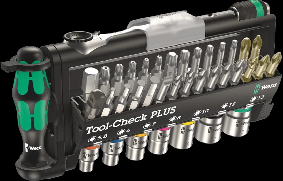 WE-056490 Tool-Check PLUS Набор бит и головок с трещоткой и отвёрткой-битодержателем, 39 пр.