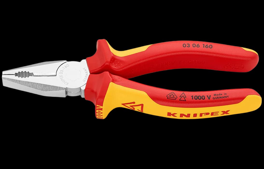 KN-0306160 Плоскогубцы комбинированные VDE, 160 мм, хром, 2-комп диэлектрические ручки