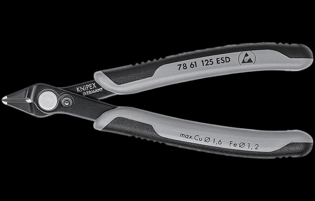 KN-7861125ESD	Electronic Super Knips® Бокорезы прецизионные ESD, для реза оптоволокна, нерж., 125 мм, 2-комп антистатические ручки