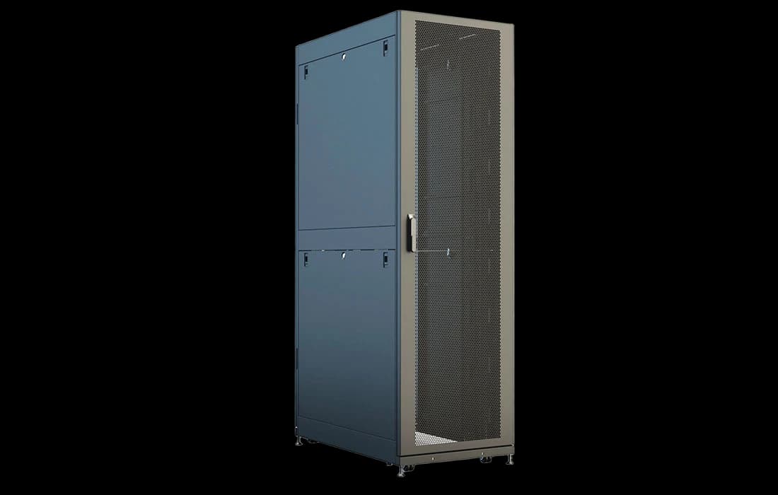 Шкаф телеком. напольный серверный ЦОД 19",42U(600x1200) , ШТ-НП-СЦД-42U-600-1200-П2П передняя дверь перфорированная,задняя перф.двойная. RAL9005