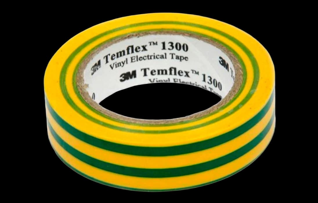 7100080346 Temflex 1300, желт-зел, универсальная изоляционная лента, 19мм х 20м х 0,13мм