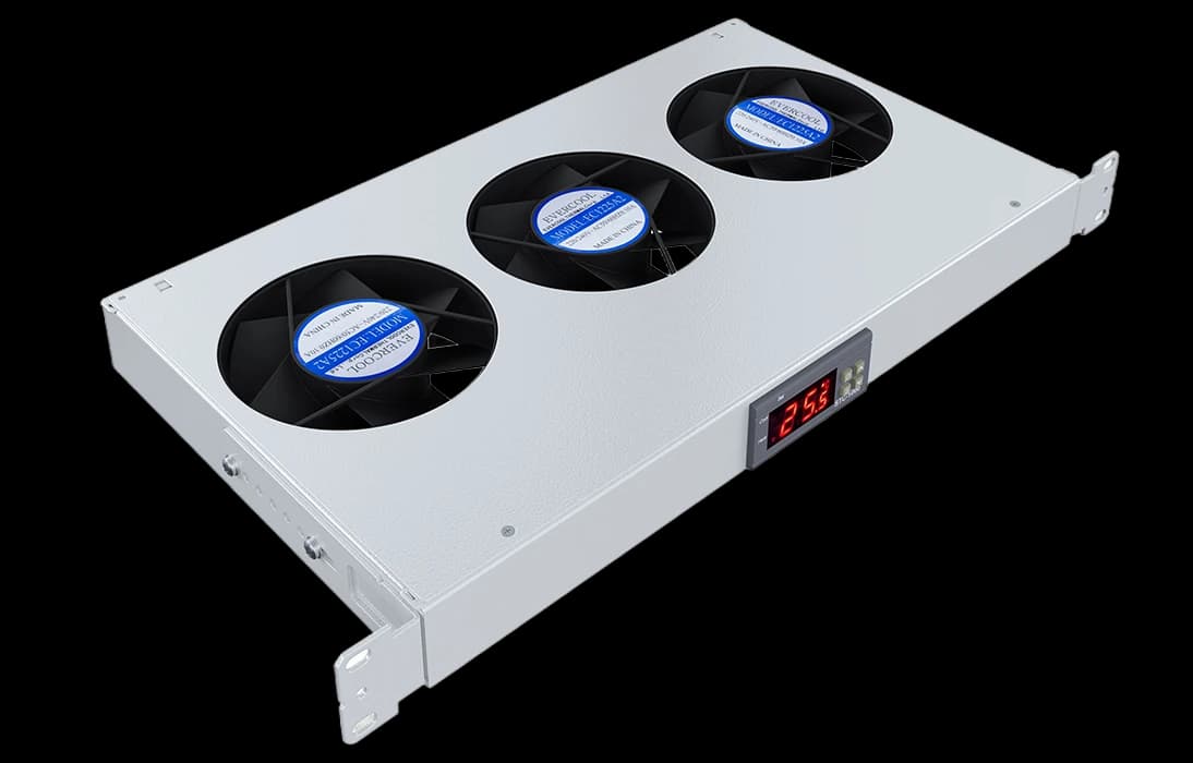 Вентиляторный модуль , 3 вентилятора с цифровым термореле ВМ-3-19"-Т-2 ССД