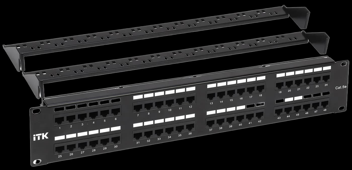 PP48-2UC5EU-D05-1 ITK 2U патч-панель кат.5Е UTP, 48 портов (Dual) с кабельным органайзером