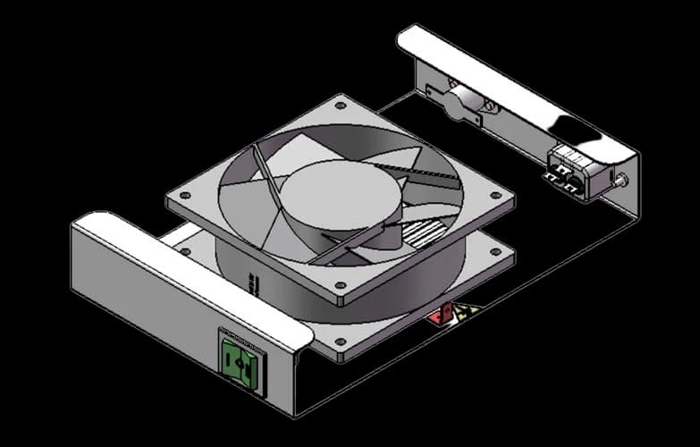 Вентиляторный модуль потолочный для ШКТ-НВ/НВ2-6U, 1 вентилятор с термодатчиком без шнура питания 35С ВМ-1П ССД