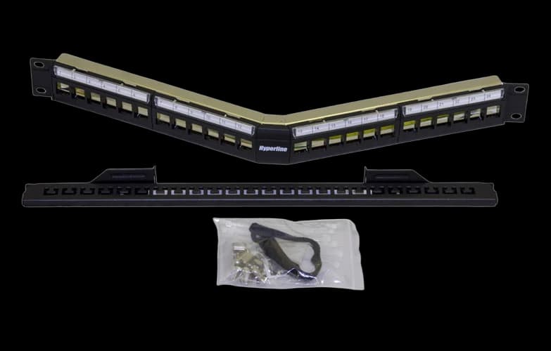 426175 Hyperline PPBL4A-19-24-SH-RM Модульная патч-панель 19", 24 порта, угловая, 1U, для экранированных и неэкранированных модулей Keystone Jack, с з