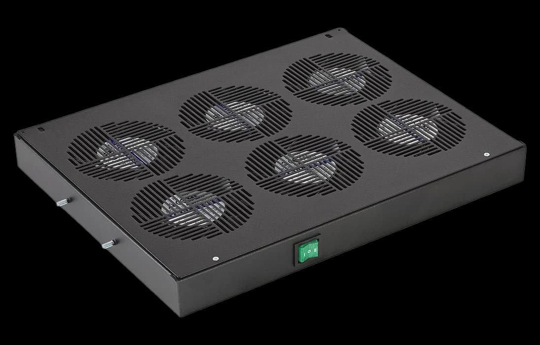 Вентиляторный модуль , 6 вентилятора с термодатчиком 35С ВМ-6-19"-Ч черный ССД