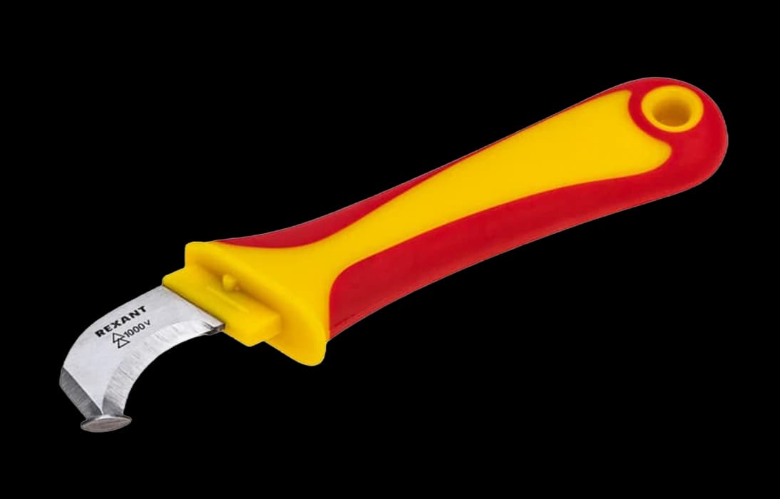 12-4935 Нож монтажника, нержавеющая сталь, с пяткой REXANT