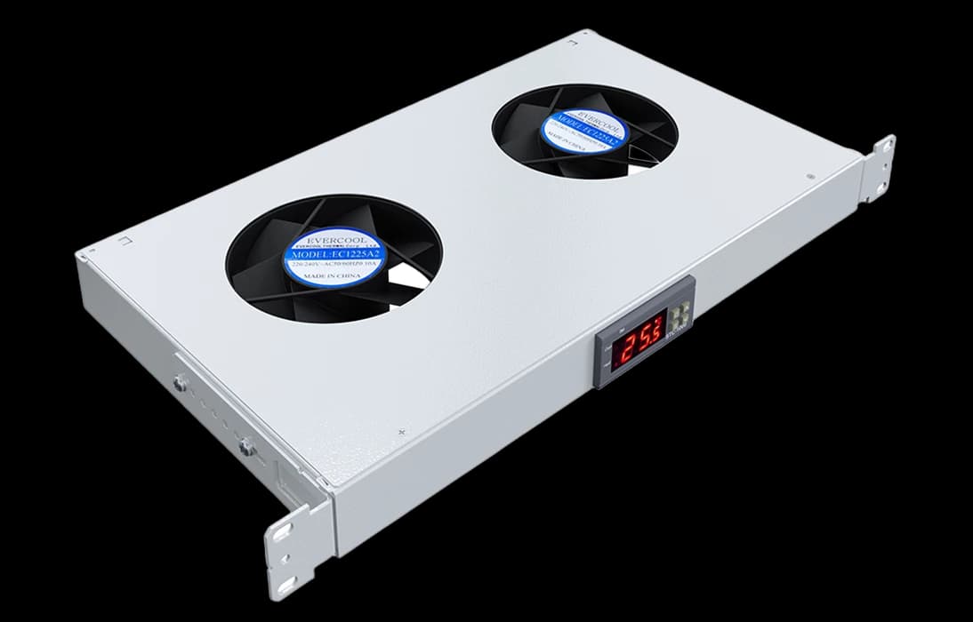 Вентиляторный модуль , 2 вентилятора с цифровым термореле  ВМ-2-19"-Т-2 ССД