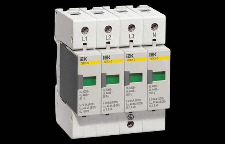 MOP20-4-B Огр-ль имп. перенапр. ОПС1-B 4Р In=30kA Un=400B Im=60kA ИЭК
