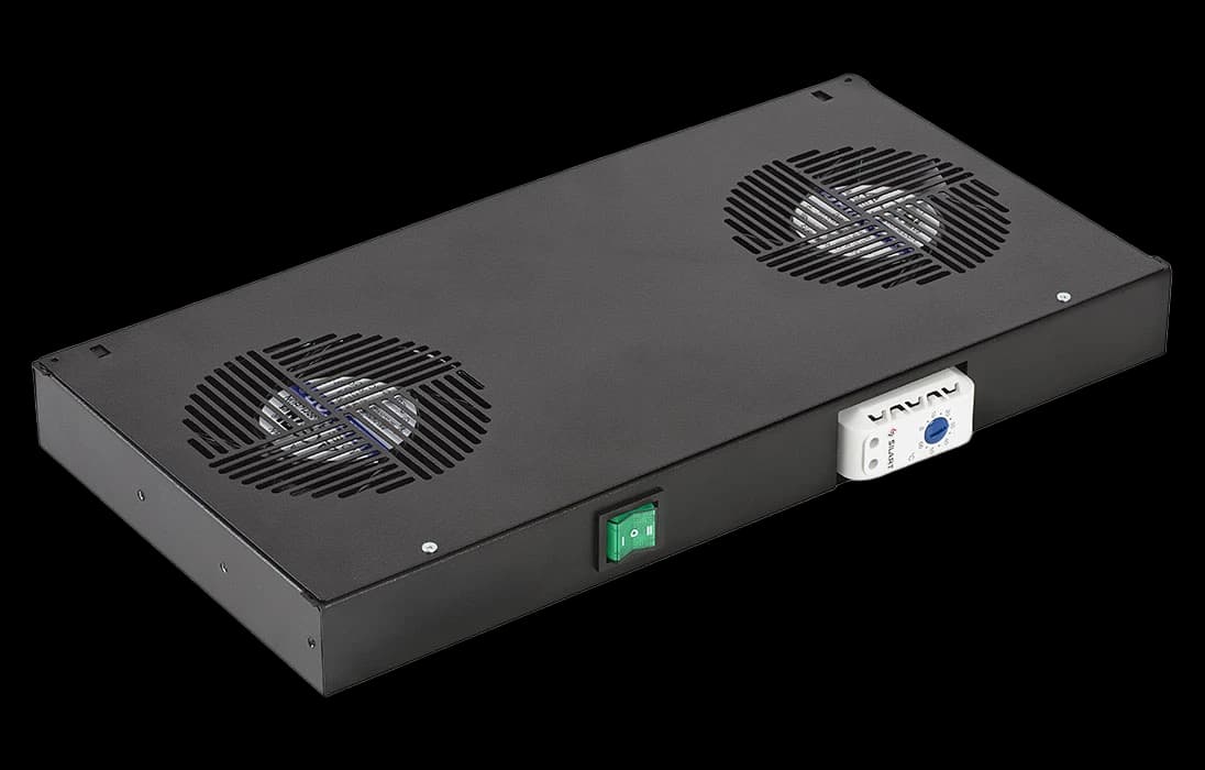 Вентиляторный модуль , 2 вентилятора с термореле  ВМ-2-19"-Т-Ч черный ССД