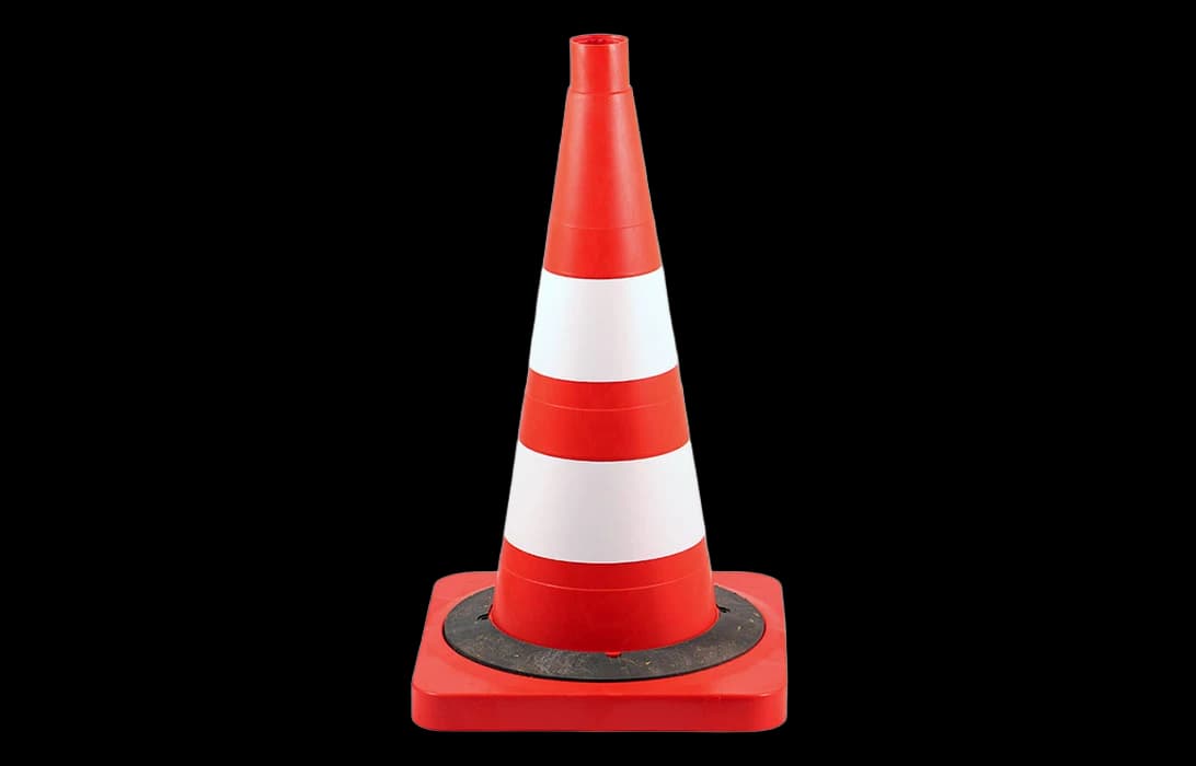 Конус сигнальный КС 2.4.0 с 2 белыми полосами и утяжелителем