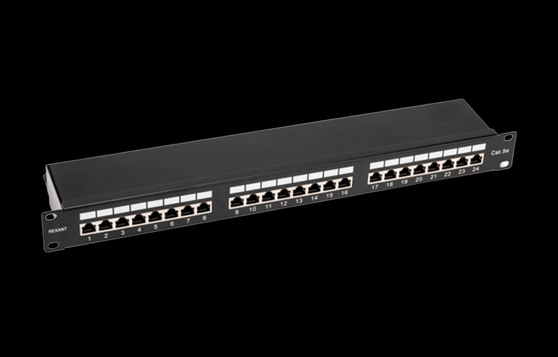 02-0041 REXANT PRO Патч-панель 19", 1U, 24 порта, STP, RJ-45, CAT 5e