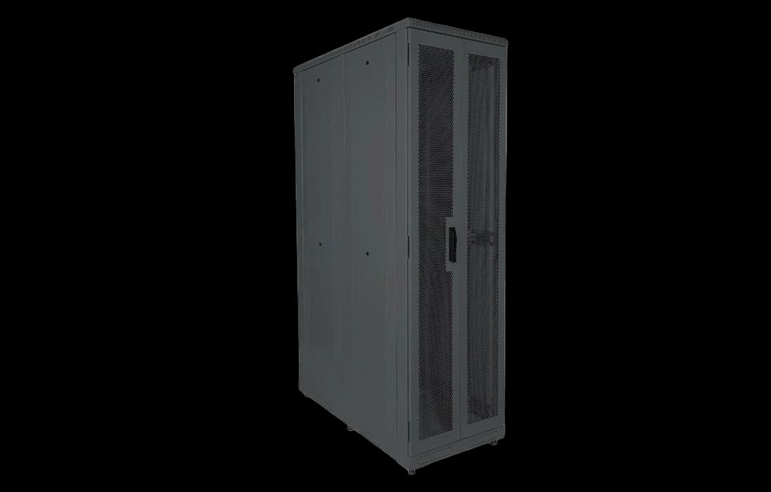 Шкаф телекоммуникационный напольный серверный черный 19",33U(600x1000) , ШТ-НП-С-33U-600-1000-ПП-Ч передняя,задняя двери перфорированные ССД