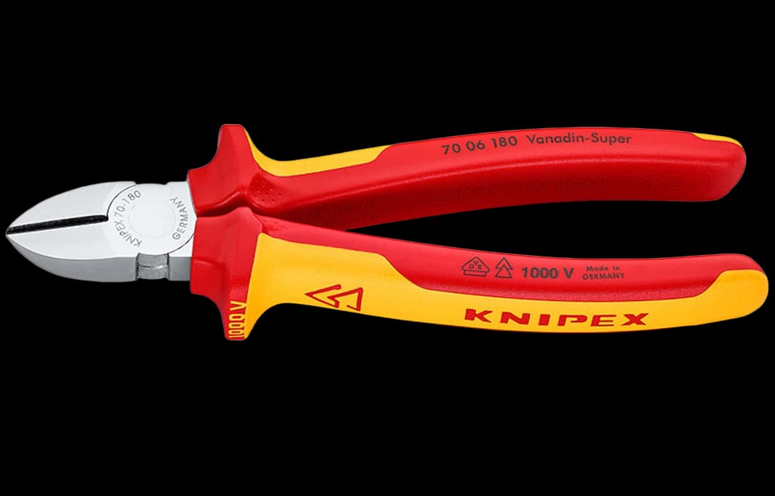 KN-7006180	Бокорезы VDE, 180 мм, хром, 2-комп диэлектрические ручки