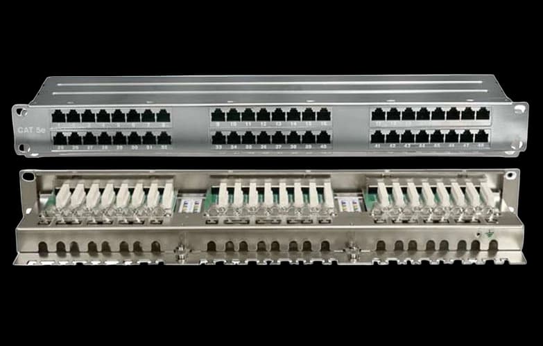 420641 Hyperline PPHD-19-48-8P8C-C5E-SH-110D Патч-панель высокой плотности 19", 1U, 48 портов RJ-45, полный экран, категория 5E, Dual IDC