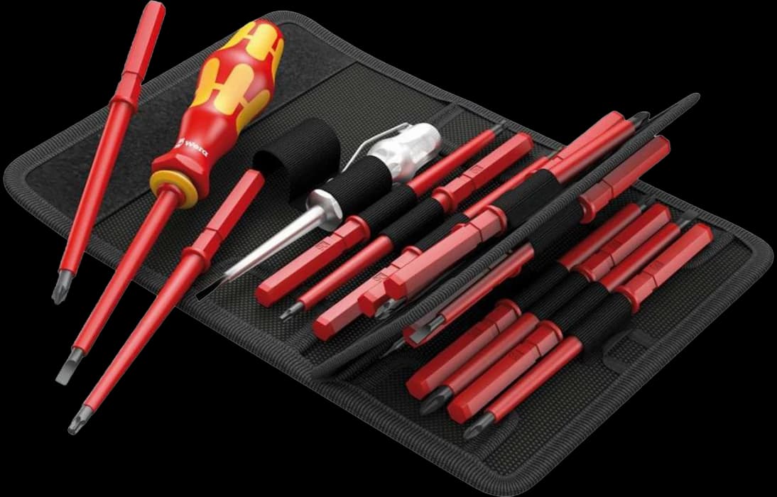 WE-003474	Kraftform Kompakt VDE 16 Universal 1 Набор насадок с отвёрткой-битодержателем + пробник, 16 пр.