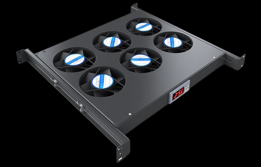 Вентиляторный модуль , 6 вентиляторов с цифровым термореле ВМ-6-19"-Т-2-Ч черный ССД