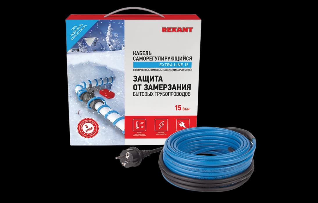 51-0617 Греющий саморегулирующийся кабель на трубу 15MSR-PB 4M (4м/60Вт) REXANT