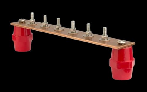 NE2010 Главная заземляющая шина с изоляторами, 10 подкл.380мм?40мм?4мм, медь