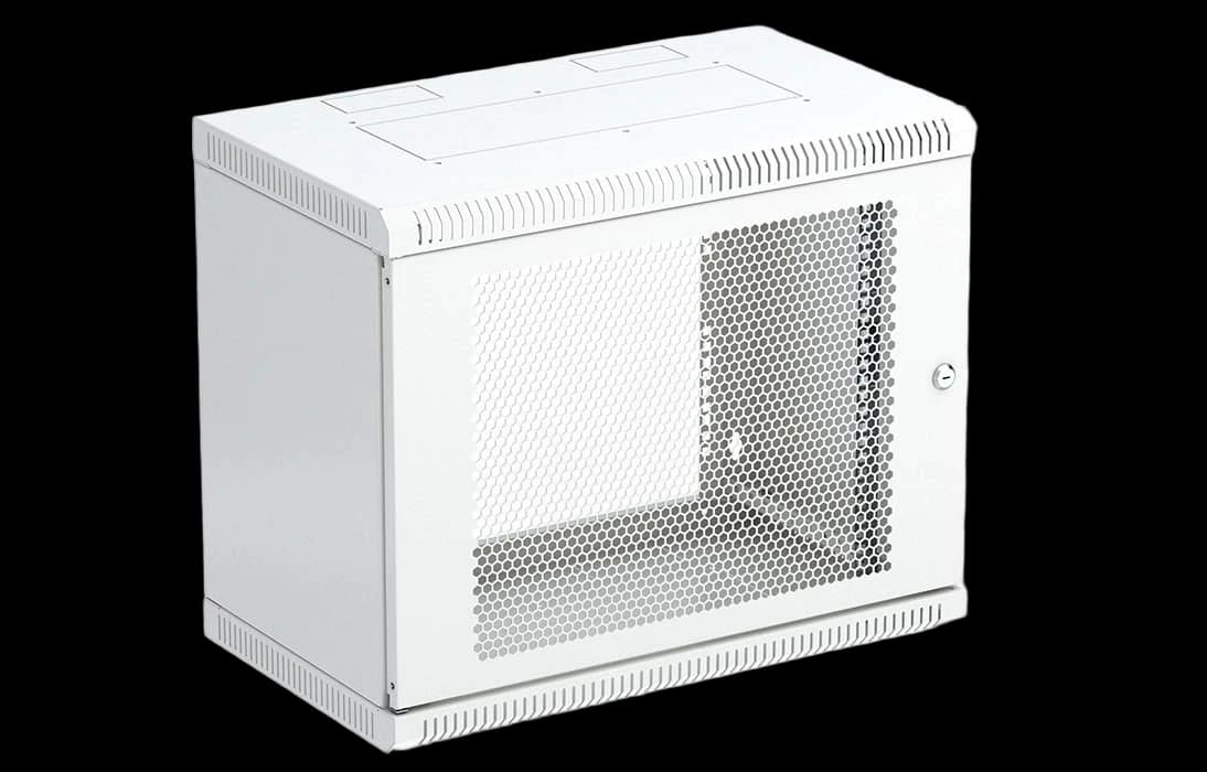 Шкаф телекоммуникационный настенный разборный 19”,9U(600x350), ШТ-НСр-9U-600-350-П дверь перфорированная ССД