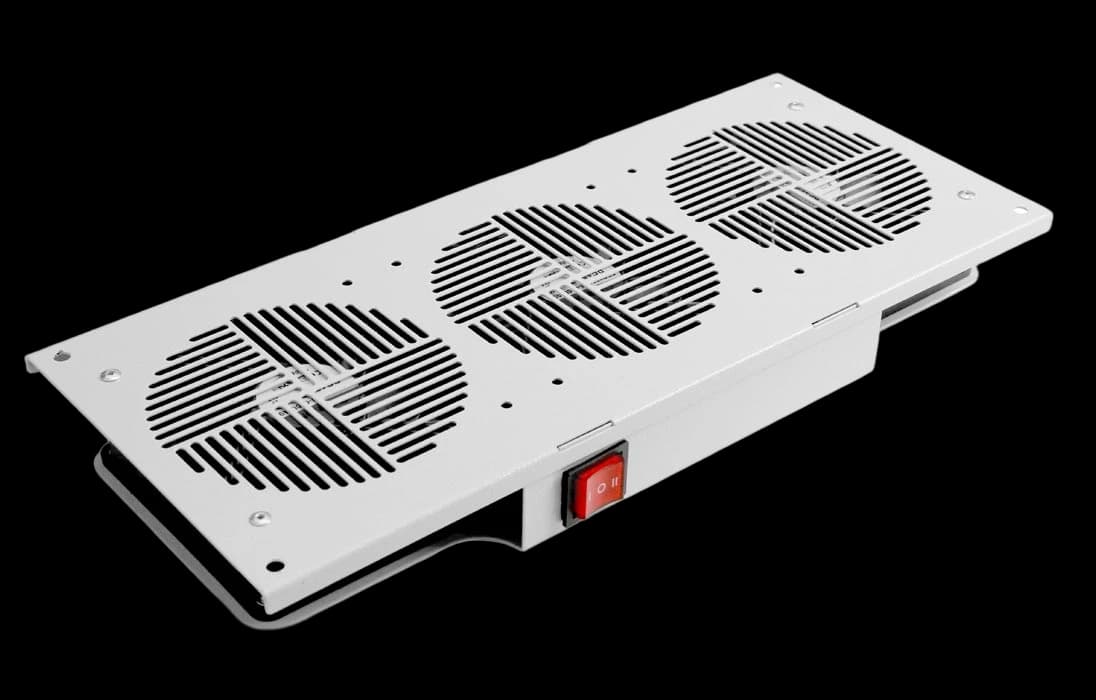 Вентиляторный модуль потолочный, 3 вентилятора с термодатчиком без шнура питания 35С ВМ-3П 48В ССД