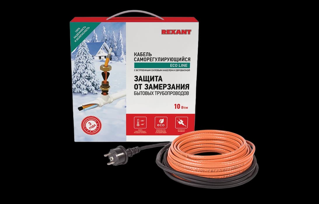51-0602 Греющий саморегулирующийся кабель (комплект в трубу) 10HTM2-CT ( 4м/40Вт)  REXANT