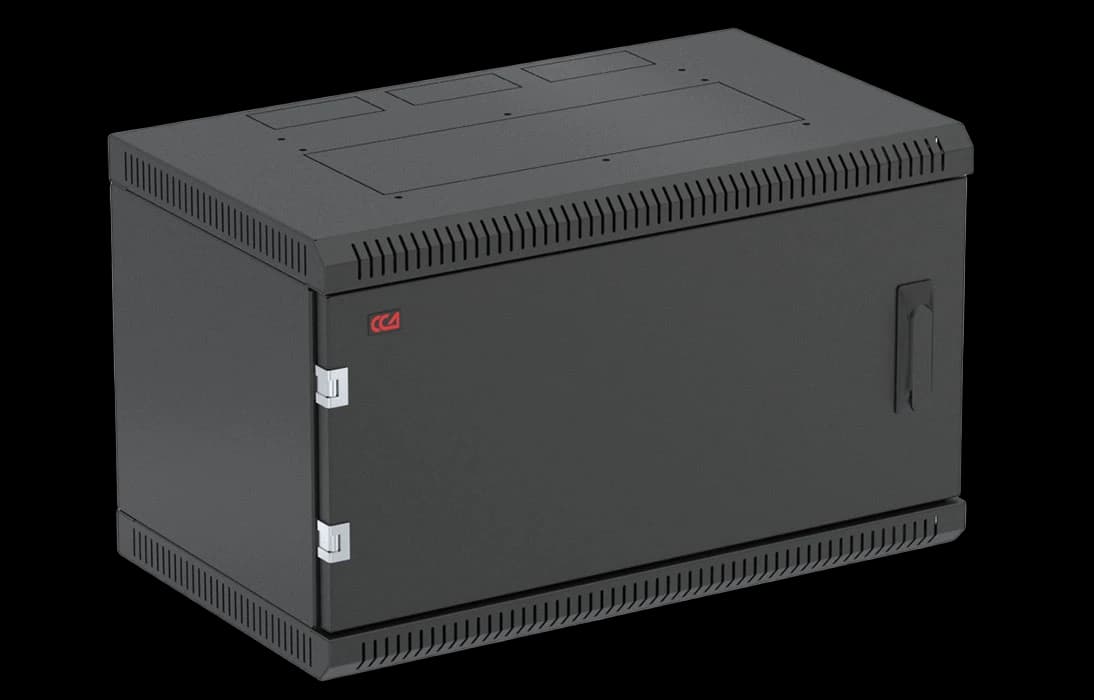 Шкаф телекоммуникационный настенный разборный черный 19”,6U(600x350), ШТ-НСр-6U-600-350-М-Ч дверь металл ССД