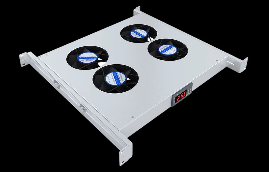 Вентиляторный модуль , 4 вентилятора с цифровым термореле  ВМ-4-19"-Т-2 ССД