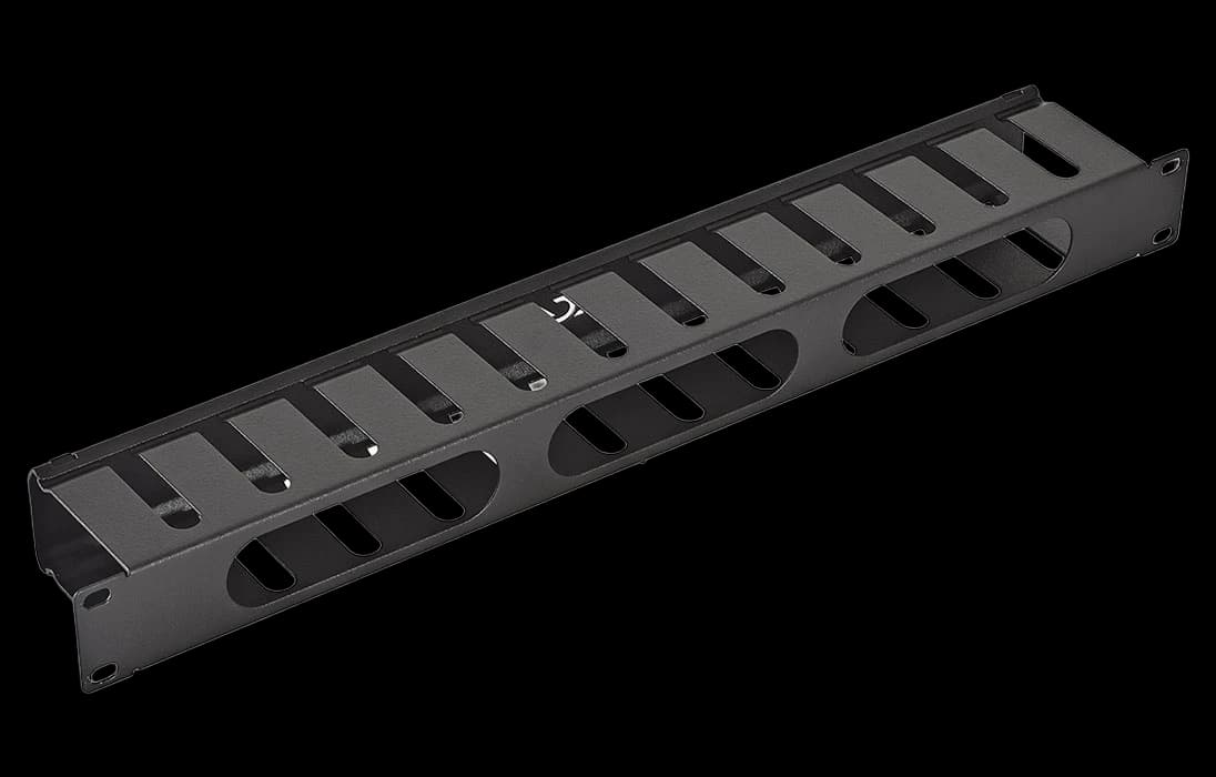 Органайзер кабельный горизонтальный с крышкой ОКГК-19"-1U-Ч чёрный ССД