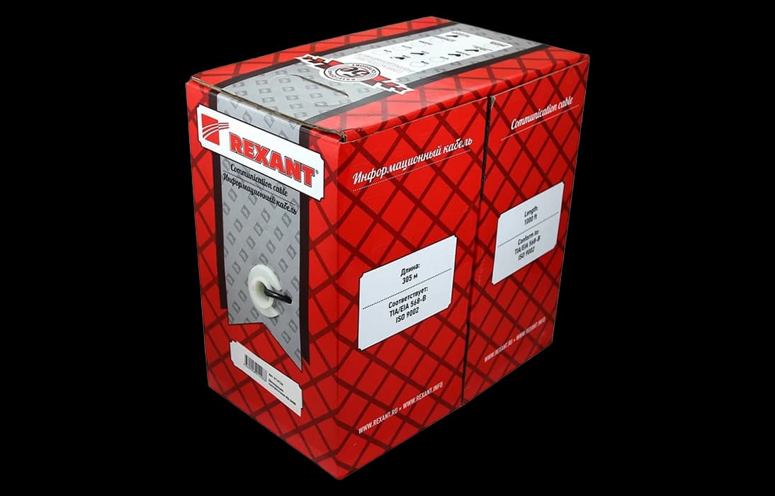 01-0025 REXANT Кабель витая пара UTP 2PR 24AWG, CAT5e наружный (OUTDOOR) (бухта 305 м)