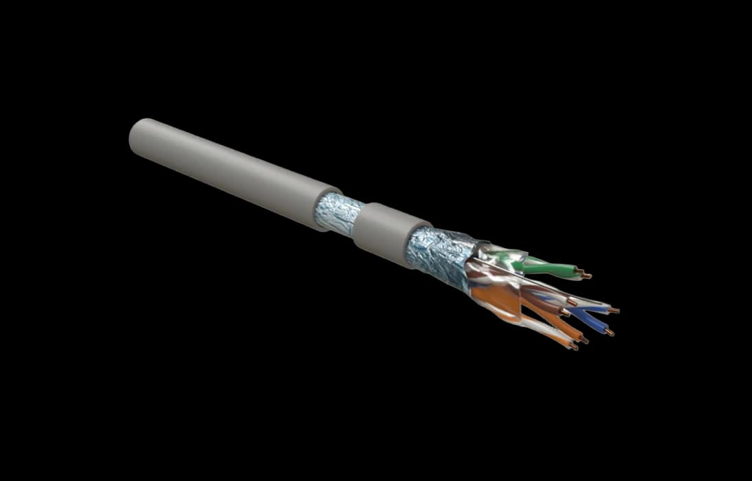 45788 Hyperline FUTP4-C5E-S24-IN-LSZH-GY-305 (305 м) Кабель витая пара F/UTP, категория 5e, 4 пары (24 AWG), одножильный (solid), экран - фольга, LSZH