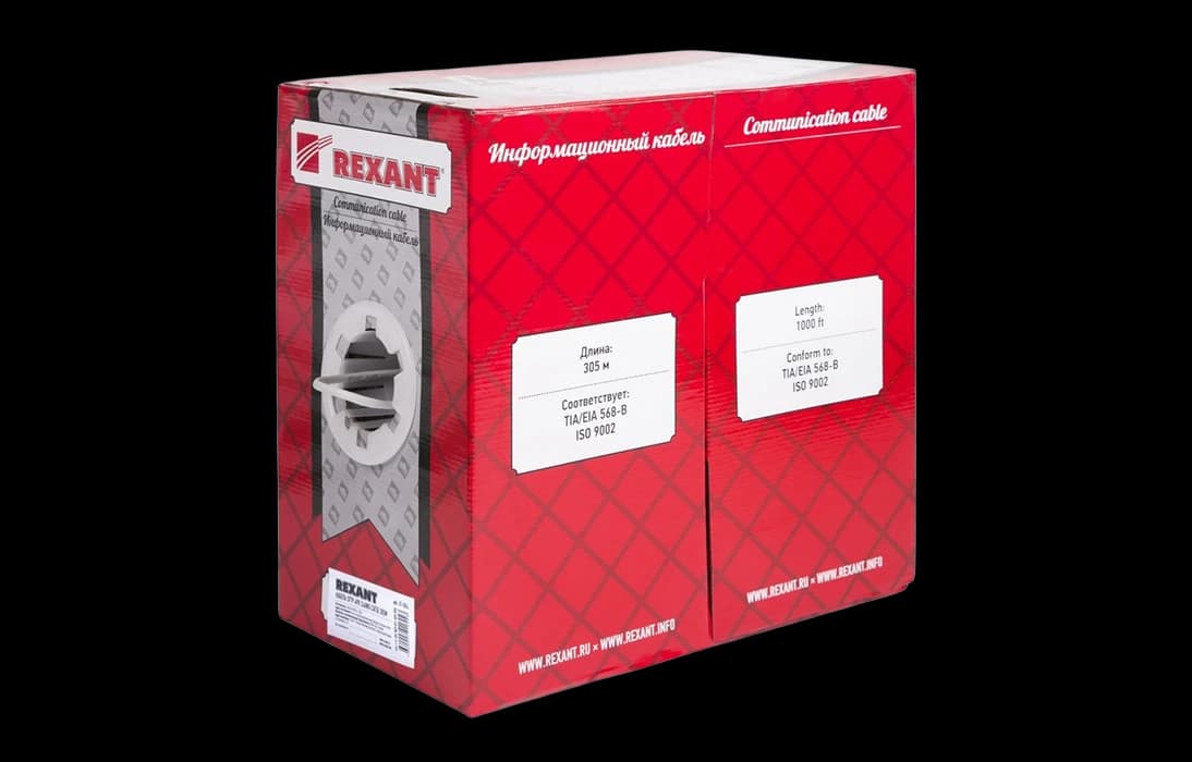 01-0342 REXANT Кабель витая пара SFTP 4PR 24AWG, CAT5e, бухта 305 м