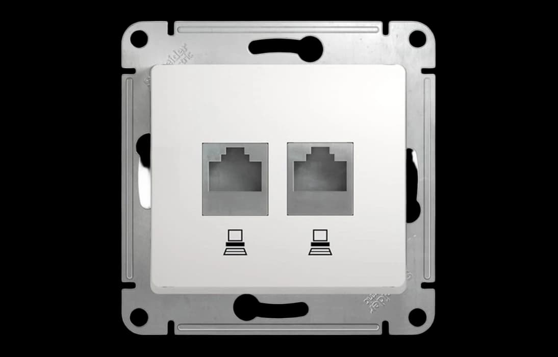 Розетка двойная компьютерная RJ45 Cat.5 Schneider Electric GLOSSA, белый