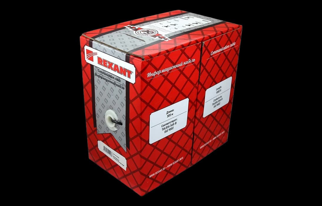 01-0122 REXANT Кабель витая пара FTP 2PR 24AWG, CAT5e (бухта 305 м)