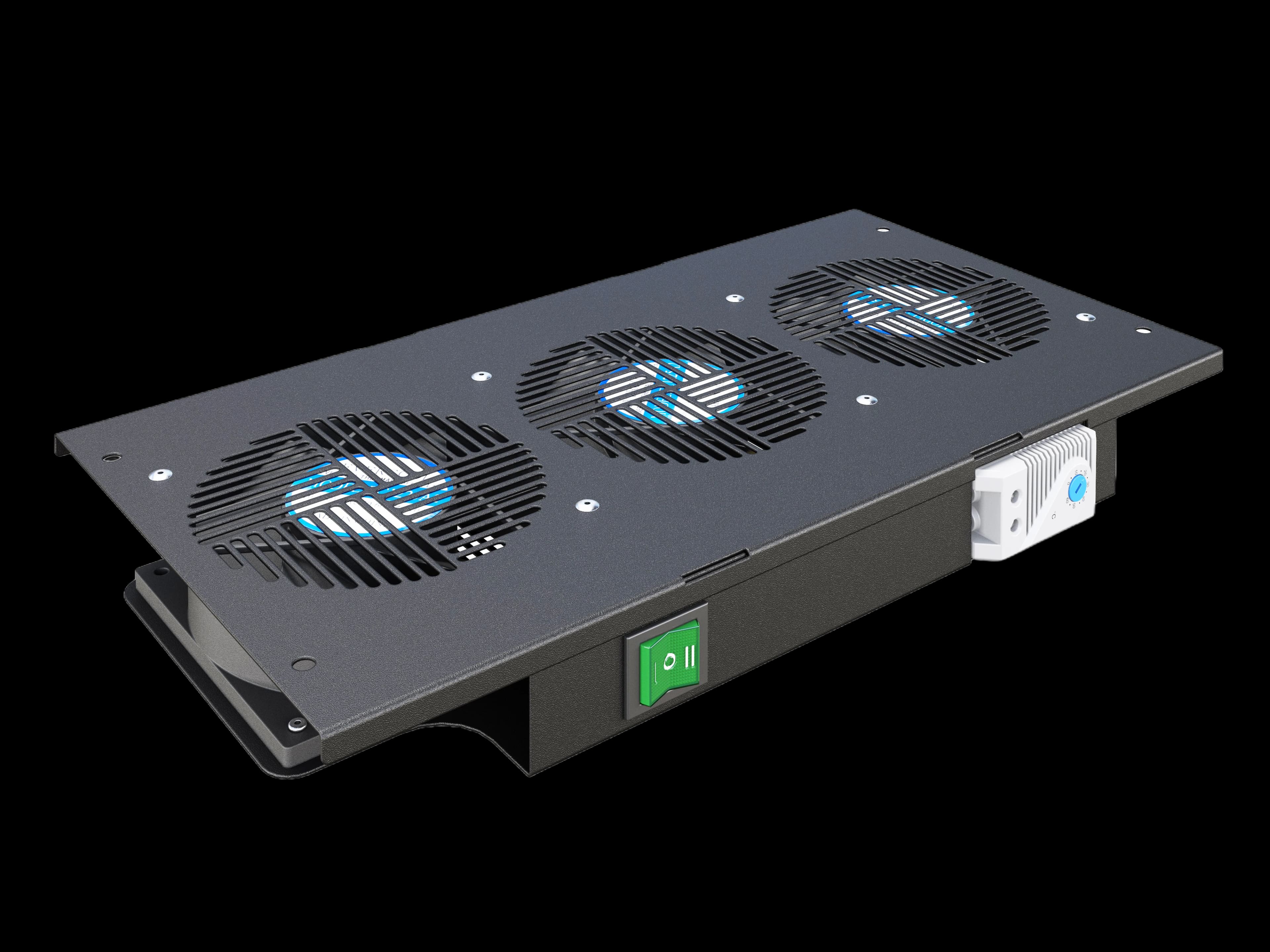 Вентиляторный модуль потолочный, 3 вентилятора с термореле ВМ-3-Т-Ч черный ССД