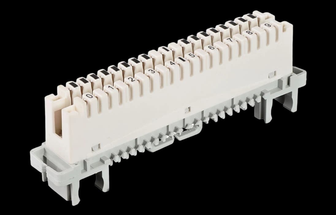 Плинт универсальный ПВТ-10Р-5е, 10 пар размыкаемые контакты 0...9