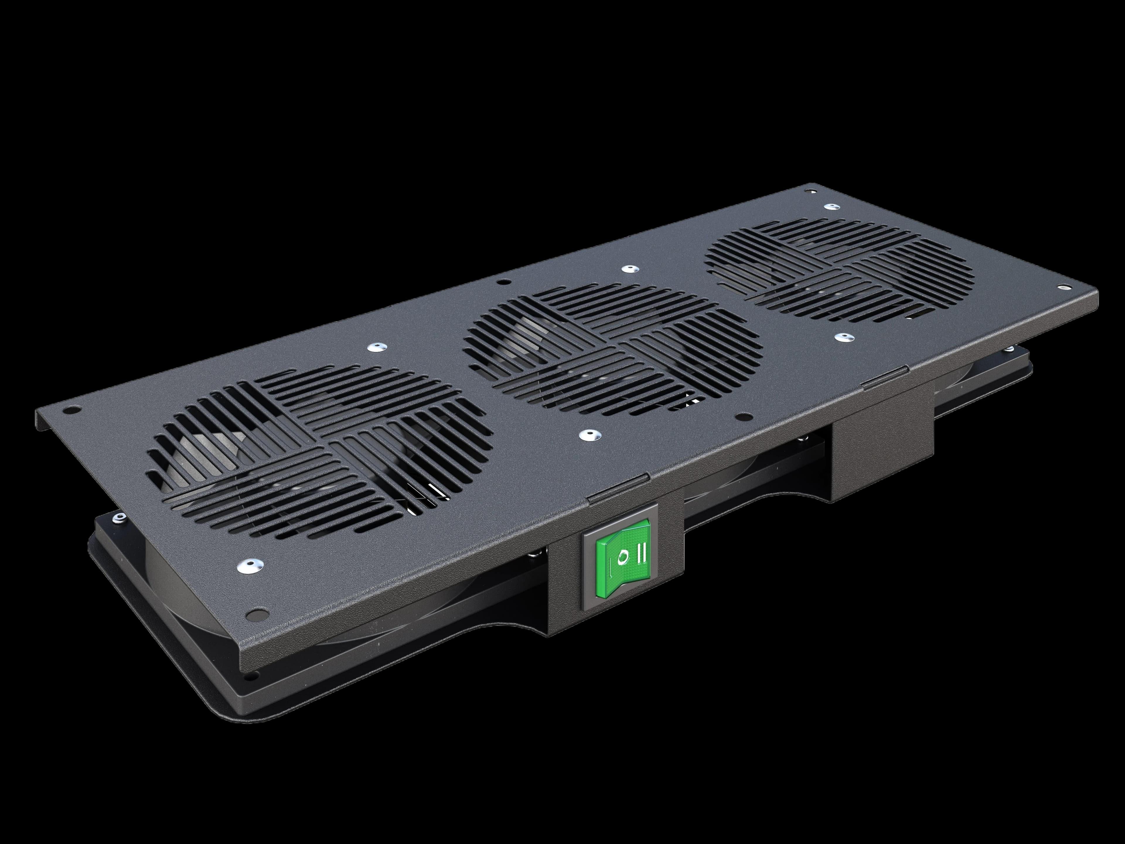 Вентиляторный модуль потолочный чёрный, 3 вентилятора с термодатчиком 35С ВМ-3П-Ч ССД