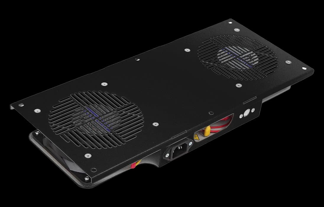 Вентиляторный модуль потолочный, 2 вентилятора с термодатчиком 35С ВМ-2П-Ч чёрный ССД